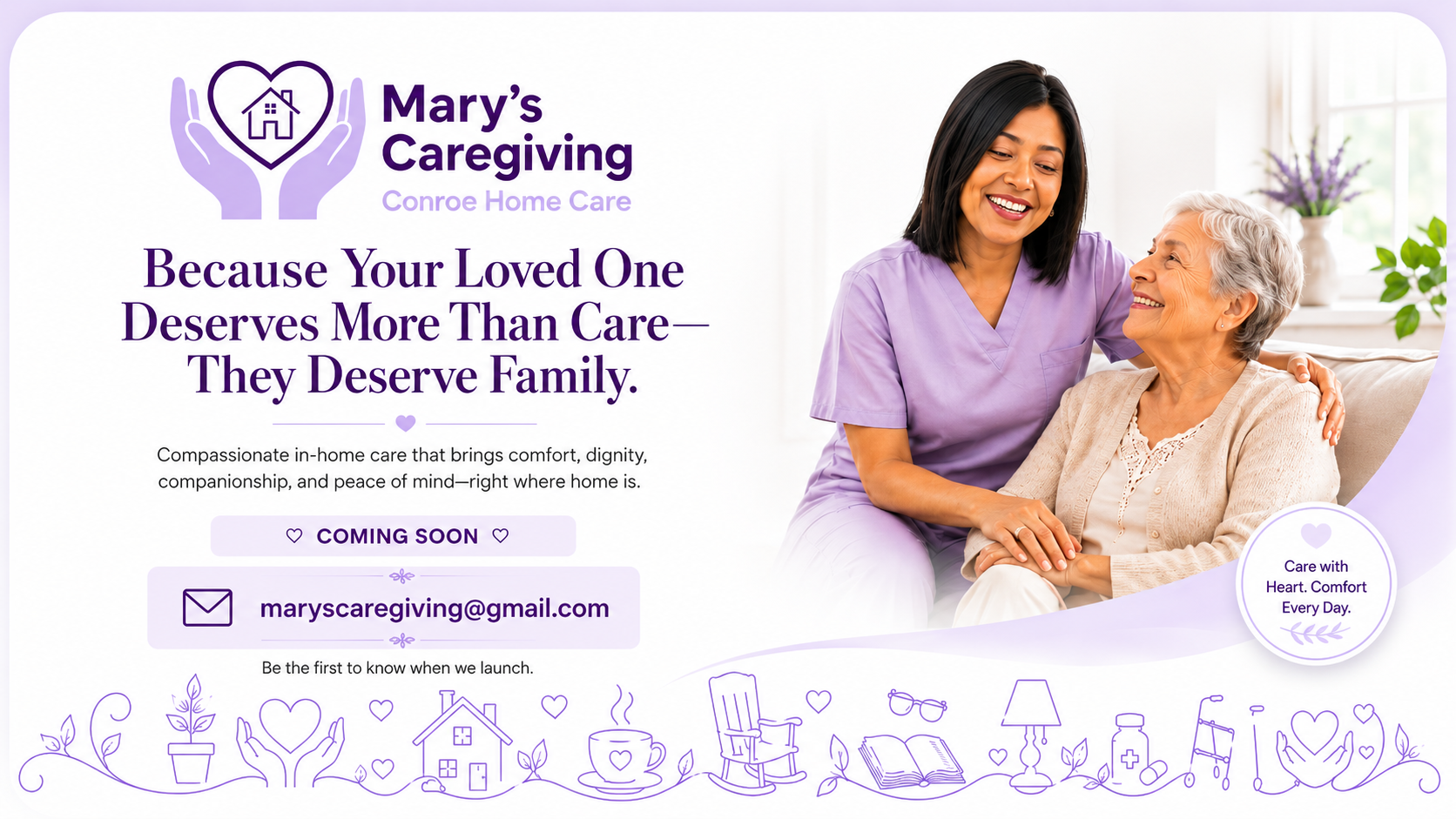 Mary’s Caregiving in Conroe, Texas, providing compassionate in-home care and companionship for older adults.