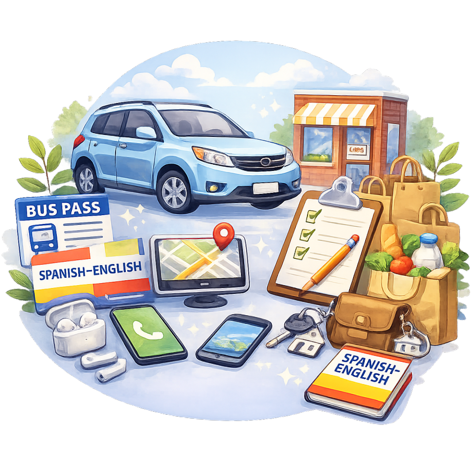 Mobility and appointment assistance service illustration for Mary’s Caregiving in Conroe, Texas